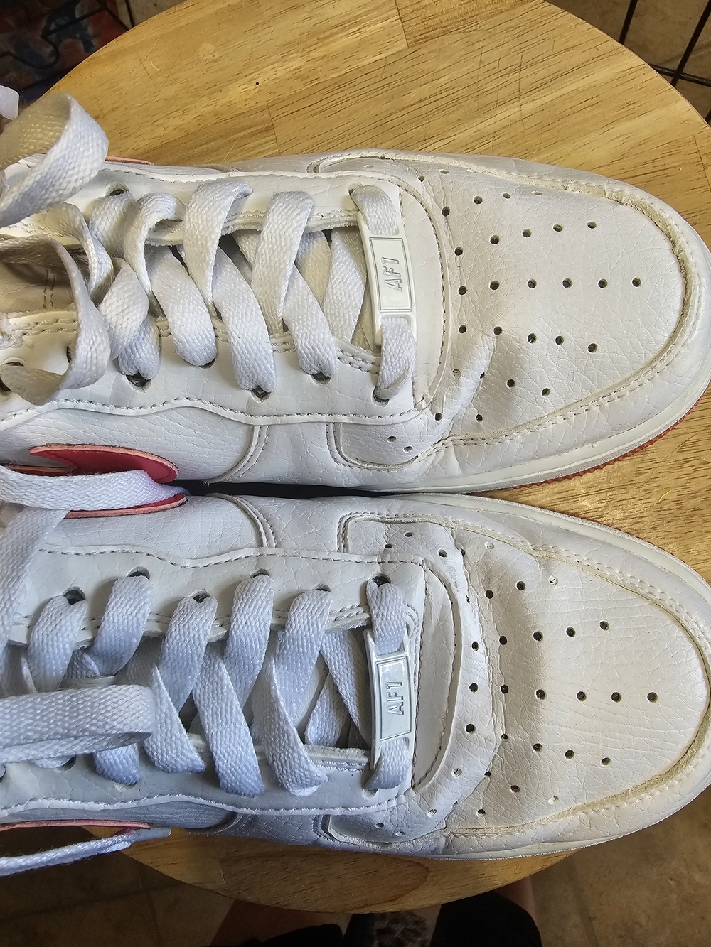 Nike Women's Hot Pink And White Air Force 1s Size 9